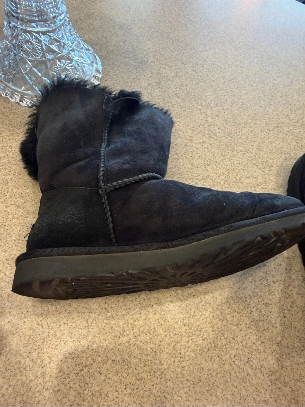 UGG Black Shearling-Lined Short Winter Boots